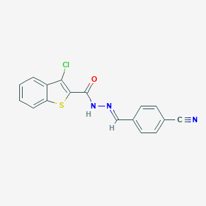 molecular formula C17H10ClN3OS B323169 3-chloro-N'-(4-cyanobenzylidene)-1-benzothiophene-2-carbohydrazide 