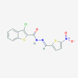 molecular formula C14H8ClN3O3S2 B323170 3-chloro-N'-({5-nitrothien-2-yl}methylene)-1-benzothiophene-2-carbohydrazide 