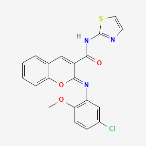 (2Z)-2-[(5-chloro-2-methoxyphenyl)imino]-N-(1,3-thiazol-2-yl)-2H-chromene-3-carboxamide