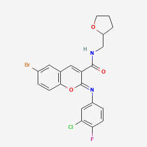 (2Z)-6-bromo-2-[(3-chloro-4-fluorophenyl)imino]-N-(tetrahydrofuran-2-ylmethyl)-2H-chromene-3-carboxamide