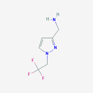 molecular formula C6H8F3N3 B3231736 1-[1-(2,2,2-trifluoroethyl)-1H-pyrazol-3-yl]methanamine CAS No. 1328640-50-1