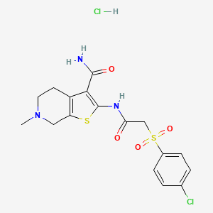 2-(2-((4-Chlorophenyl)sulfonyl)acetamido)-6-methyl-4,5,6,7-tetrahydrothieno[2,3-c]pyridine-3-carboxamide hydrochloride