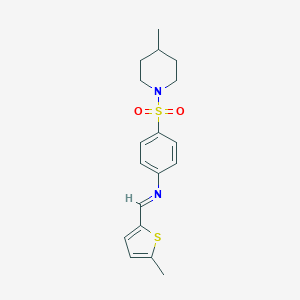 molecular formula C18H22N2O2S2 B323185 4-[(4-methyl-1-piperidinyl)sulfonyl]-N-[(5-methyl-2-thienyl)methylene]aniline 