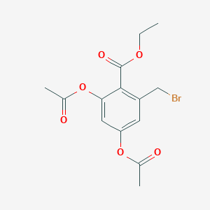 molecular formula C14H15BrO6 B3231960 5-(Bromomethyl)-4-(ethoxycarbonyl)-1,3-phenylene diacetate CAS No. 133156-39-5
