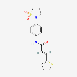 molecular formula C16H16N2O3S2 B3231961 (E)-N-(4-(1,1-dioxidoisothiazolidin-2-yl)phenyl)-3-(thiophen-2-yl)acrylamide CAS No. 1331597-44-4