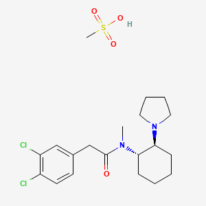 molecular formula C20H30Cl2N2O4S B3231964 2-(3,4-Dichlorophenyl)-N-methyl-N-[(1S,2S)-2-pyrrolidin-1-ylcyclohexyl]acetamide;methanesulfonic acid CAS No. 133162-85-3