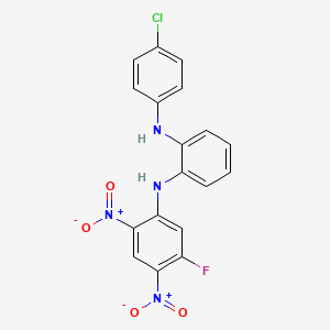 molecular formula C18H12ClFN4O4 B3232011 1-[2-(4-Chloroanilino)anilino]-3-fluoro-4,6-dinitrobenzene CAS No. 1332634-91-9