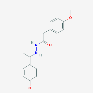 molecular formula C18H20N2O3 B323205 2-(4-methoxyphenyl)-N'-[1-(4-oxocyclohexa-2,5-dien-1-ylidene)propyl]acetohydrazide 