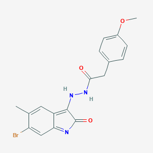 molecular formula C18H16BrN3O3 B323206 N'-(6-bromo-5-methyl-2-oxoindol-3-yl)-2-(4-methoxyphenyl)acetohydrazide 