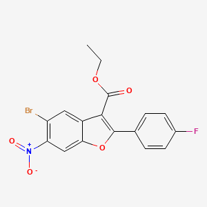 molecular formula C17H11BrFNO5 B3232061 Ethyl 5-bromo-2-(4-fluorophenyl)-6-nitrobenzofuran-3-carboxylate CAS No. 1333340-14-9