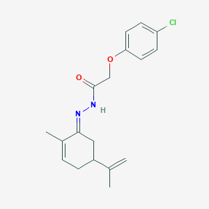 molecular formula C18H21ClN2O2 B323207 2-(4-chlorophenoxy)-N'-(5-isopropenyl-2-methyl-2-cyclohexen-1-ylidene)acetohydrazide 