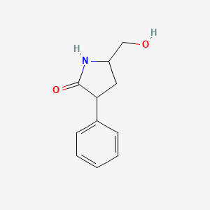 molecular formula C11H13NO2 B3232072 5-(Hydroxymethyl)-3-phenylpyrrolidin-2-one CAS No. 133390-84-8
