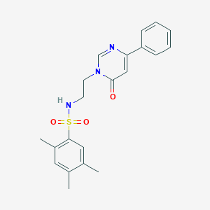 molecular formula C21H23N3O3S B3232134 2,4,5-trimethyl-N-(2-(6-oxo-4-phenylpyrimidin-1(6H)-yl)ethyl)benzenesulfonamide CAS No. 1334369-22-0