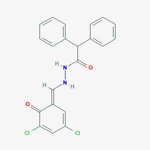 molecular formula C21H16Cl2N2O2 B323214 N'-[(E)-(3,5-dichloro-6-oxocyclohexa-2,4-dien-1-ylidene)methyl]-2,2-diphenylacetohydrazide 