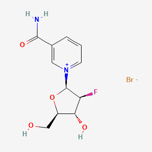 molecular formula C11H14BrFN2O4 B3232184 1-[(2R,3S,4R,5R)-3-Fluoro-4-hydroxy-5-(hydroxymethyl)oxolan-2-yl]pyridin-1-ium-3-carboxamide;bromide CAS No. 133473-74-2