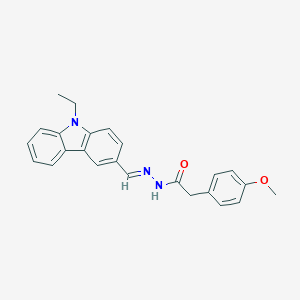 molecular formula C24H23N3O2 B323221 N'-[(9-ethyl-9H-carbazol-3-yl)methylene]-2-(4-methoxyphenyl)acetohydrazide 