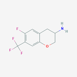 molecular formula C10H9F4NO B3232257 6-fluoro-7-(trifluoromethyl)-3,4-dihydro-2H-1-benzopyran-3-amine CAS No. 1337063-54-3