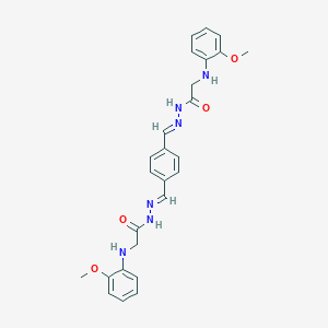 molecular formula C26H28N6O4 B323235 2-(2-methoxyanilino)-N'-(4-{2-[(2-methoxyanilino)acetyl]carbohydrazonoyl}benzylidene)acetohydrazide 