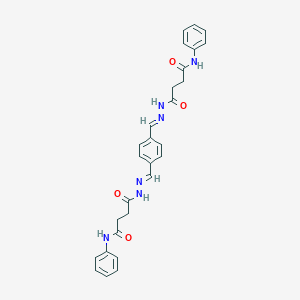 molecular formula C28H28N6O4 B323236 4,4'-[1,4-phenylenebis(methylylidene-1-hydrazinyl-2-ylidene)]bis(4-oxo-N-phenylbutanamide) 