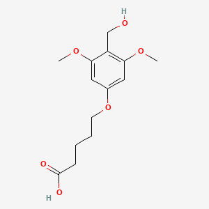 molecular formula C14H20O6 B3232395 Pentanoic acid, 5-[4-(hydroxymethyl)-3,5-dimethoxyphenoxy]- CAS No. 134020-55-6