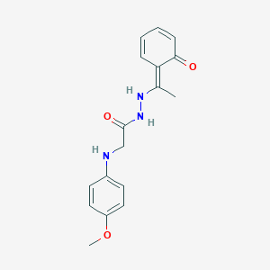2-(4-methoxyanilino)-N'-[(1E)-1-(6-oxocyclohexa-2,4-dien-1-ylidene)ethyl]acetohydrazide
