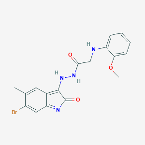 molecular formula C18H17BrN4O3 B323244 N'-(6-bromo-5-methyl-2-oxoindol-3-yl)-2-(2-methoxyanilino)acetohydrazide 
