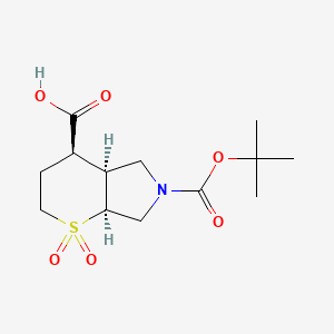 molecular formula C13H21NO6S B3232441 (4R,4aS,7aS)-6-(tert-butoxycarbonyl)octahydrothiopyrano[2,3-c]pyrrole-4-carboxylic acid 1,1-dioxide CAS No. 1341035-88-8
