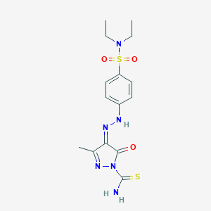 (4Z)-4-[[4-(diethylsulfamoyl)phenyl]hydrazinylidene]-3-methyl-5-oxopyrazole-1-carbothioamide