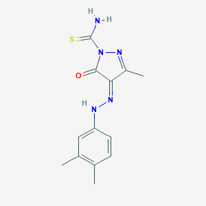 (4Z)-4-[(3,4-dimethylphenyl)hydrazinylidene]-3-methyl-5-oxopyrazole-1-carbothioamide