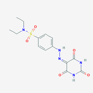 molecular formula C14H17N5O5S B323250 N,N-diethyl-4-[2-(2,4,6-trioxo-1,3-diazinan-5-ylidene)hydrazinyl]benzenesulfonamide 