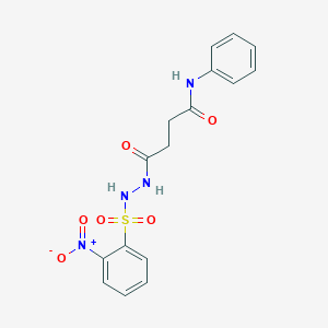molecular formula C16H16N4O6S B323256 4-{2-[(2-nitrophenyl)sulfonyl]hydrazino}-4-oxo-N-phenylbutanamide 
