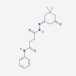 molecular formula C18H23N3O3 B323262 4-[2-(3,3-dimethyl-5-oxocyclohexylidene)hydrazino]-4-oxo-N-phenylbutanamide 