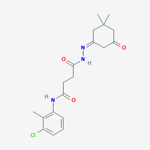 molecular formula C19H24ClN3O3 B323264 N-(3-chloro-2-methylphenyl)-4-[2-(3,3-dimethyl-5-oxocyclohexylidene)hydrazino]-4-oxobutanamide 