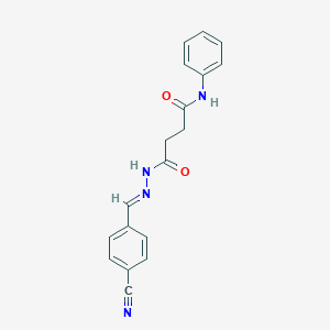 molecular formula C18H16N4O2 B323266 4-[2-(4-cyanobenzylidene)hydrazino]-4-oxo-N-phenylbutanamide 