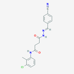 molecular formula C19H17ClN4O2 B323267 N-(3-chloro-2-methylphenyl)-4-[2-(4-cyanobenzylidene)hydrazino]-4-oxobutanamide 