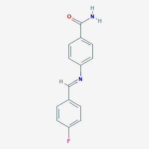 molecular formula C14H11FN2O B323274 4-[(4-Fluorobenzylidene)amino]benzamide 
