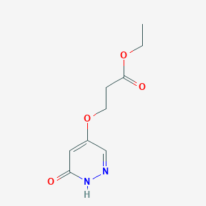 molecular formula C9H12N2O4 B3232798 Ethyl 3-((6-oxo-1,6-dihydropyridazin-4-yl)oxy)propanoate CAS No. 1346697-94-6