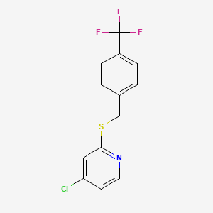 molecular formula C13H9ClF3NS B3232836 4-Chloro-2-((4-(trifluoromethyl)benzyl)thio)pyridine CAS No. 1346707-63-8