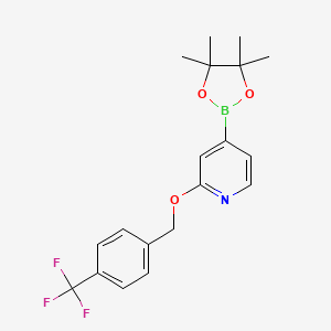 molecular formula C19H21BF3NO3 B3232857 4-(4,4,5,5-Tetramethyl-1,3,2-dioxaborolan-2-yl)-2-((4-(trifluoromethyl)benzyl)oxy)pyridine CAS No. 1346708-11-9