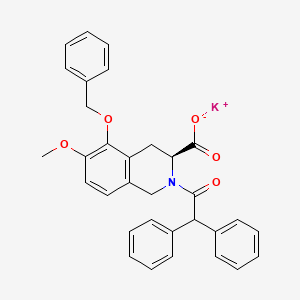 molecular formula C32H28KNO5 B3232932 potassium;(3S)-2-(2,2-diphenylacetyl)-6-methoxy-5-phenylmethoxy-3,4-dihydro-1H-isoquinoline-3-carboxylate CAS No. 1348410-84-3