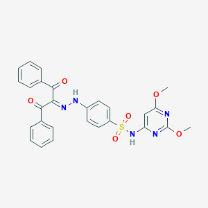molecular formula C27H23N5O6S B323306 N-(2,6-dimethoxypyrimidin-4-yl)-4-[2-(1,3-dioxo-1,3-diphenylpropan-2-ylidene)hydrazinyl]benzenesulfonamide 