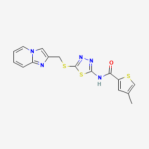 molecular formula C16H13N5OS3 B3233107 N-(5-((imidazo[1,2-a]pyridin-2-ylmethyl)thio)-1,3,4-thiadiazol-2-yl)-4-methylthiophene-2-carboxamide CAS No. 1351596-65-0