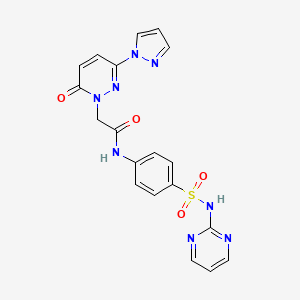 molecular formula C19H16N8O4S B3233123 2-(6-oxo-3-(1H-pyrazol-1-yl)pyridazin-1(6H)-yl)-N-(4-(N-(pyrimidin-2-yl)sulfamoyl)phenyl)acetamide CAS No. 1351604-69-7