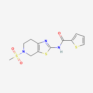 molecular formula C12H13N3O3S3 B3233128 N-(5-(methylsulfonyl)-4,5,6,7-tetrahydrothiazolo[5,4-c]pyridin-2-yl)thiophene-2-carboxamide CAS No. 1351607-00-5