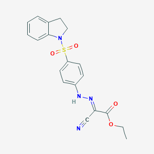 molecular formula C19H18N4O4S B323316 ethyl cyano{[4-(2,3-dihydro-1H-indol-1-ylsulfonyl)phenyl]hydrazono}acetate 