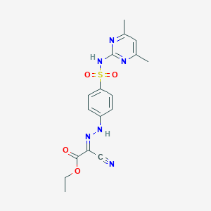 molecular formula C17H18N6O4S B323317 ethyl (2E)-2-cyano-2-[[4-[(4,6-dimethylpyrimidin-2-yl)sulfamoyl]phenyl]hydrazinylidene]acetate 