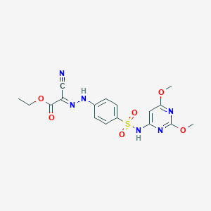 molecular formula C17H18N6O6S B323318 Ethyl cyano[(4-{[(2,6-dimethoxypyrimidin-4-yl)amino]sulfonyl}phenyl)hydrazono]acetate 