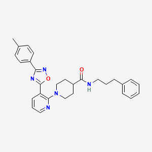 molecular formula C29H31N5O2 B3233213 1-{3-[3-(4-methylphenyl)-1,2,4-oxadiazol-5-yl]pyridin-2-yl}-N-(3-phenylpropyl)piperidine-4-carboxamide CAS No. 1351816-86-8