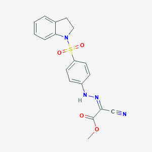 molecular formula C18H16N4O4S B323324 methyl cyano{[4-(2,3-dihydro-1H-indol-1-ylsulfonyl)phenyl]hydrazono}acetate 