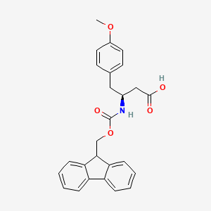 molecular formula C26H25NO5 B3233284 Fmoc-(S)-3-Amino-4-(4-methoxy-phenyl)-butyric acid CAS No. 1352435-52-9